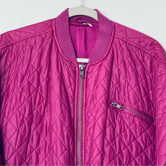Free People Easy Quilted Pink Bomber Jacket Size Medium - Picture 7 of 8